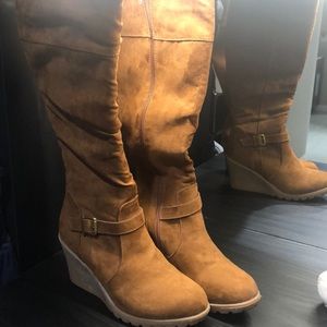 Wedge Knee High Boots